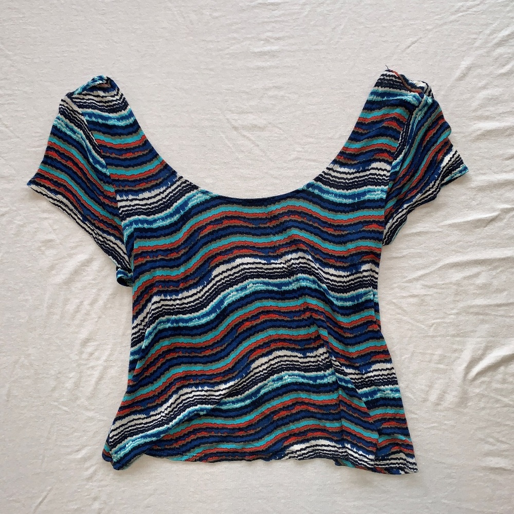 Multi-Colored Crop Top w/ Crossed Back